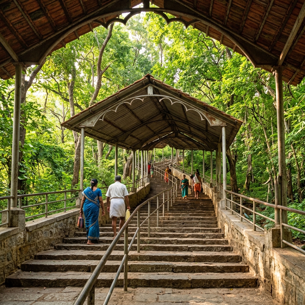 Scenic Alipiri Mettu Footpath stairs up Tirumala