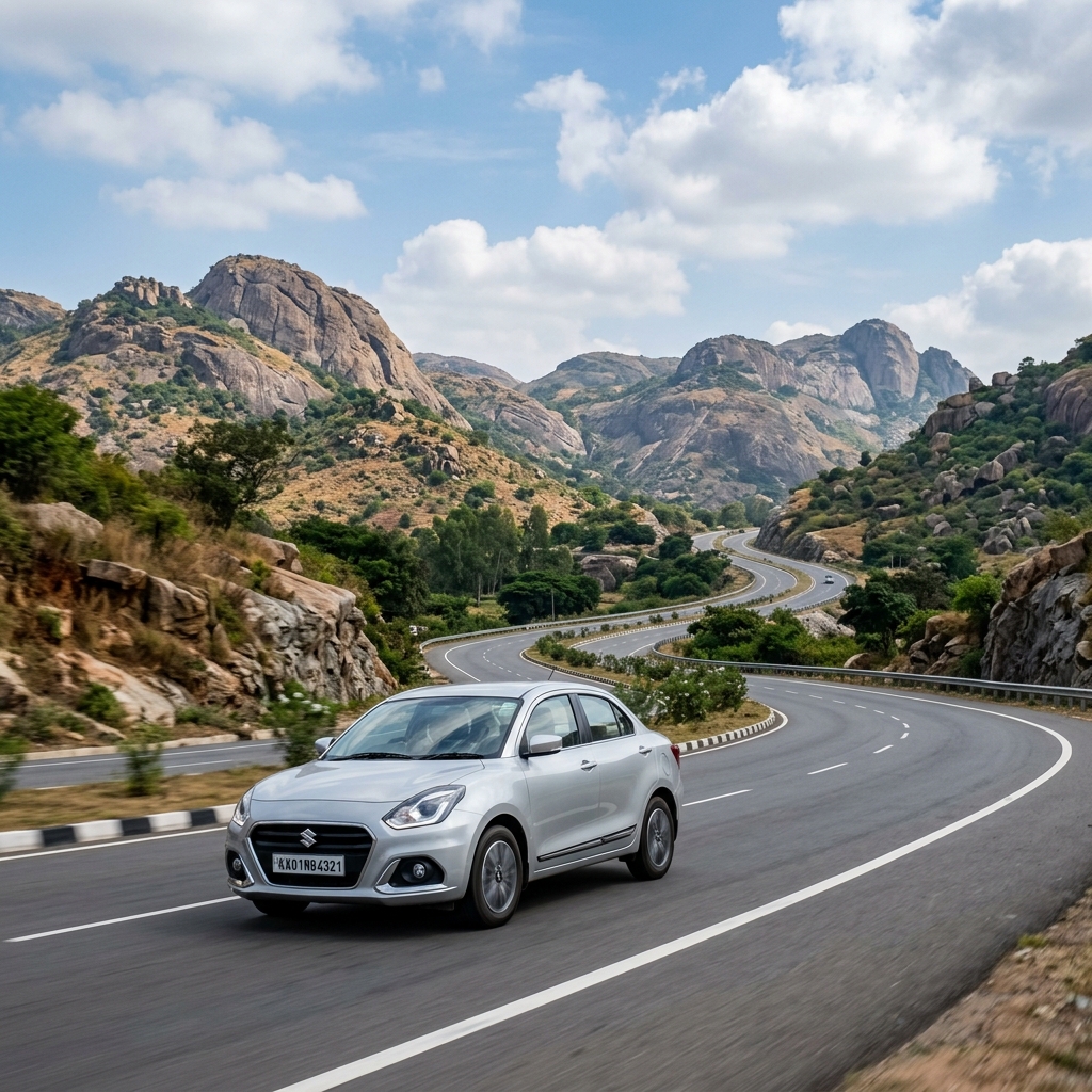 Scenic Bangalore to Tirupati national highway drive in an AC Sedan cab